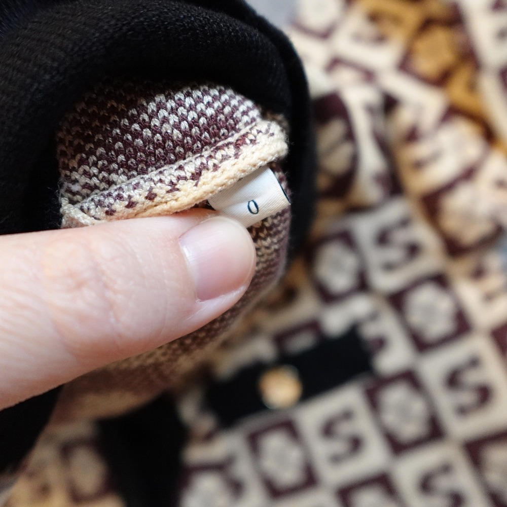 Sandro Cardigan Women US 2 FR 0 Brown Monogram Clover Knit Button Front Sweater - Picture 6 of 11